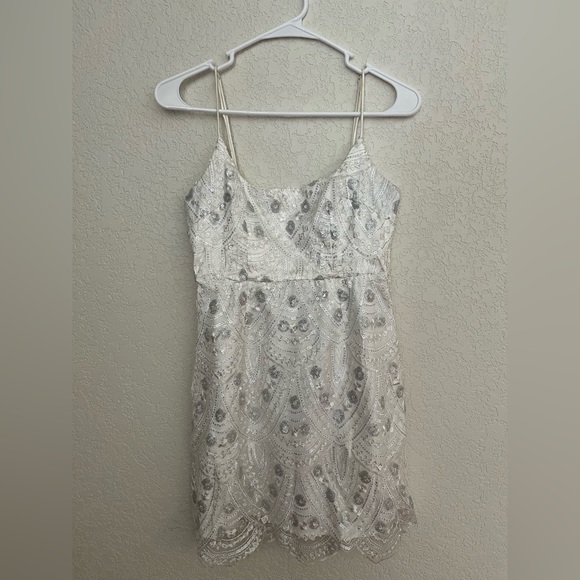 White Sequin Mini Dress - Picture 1 of 3